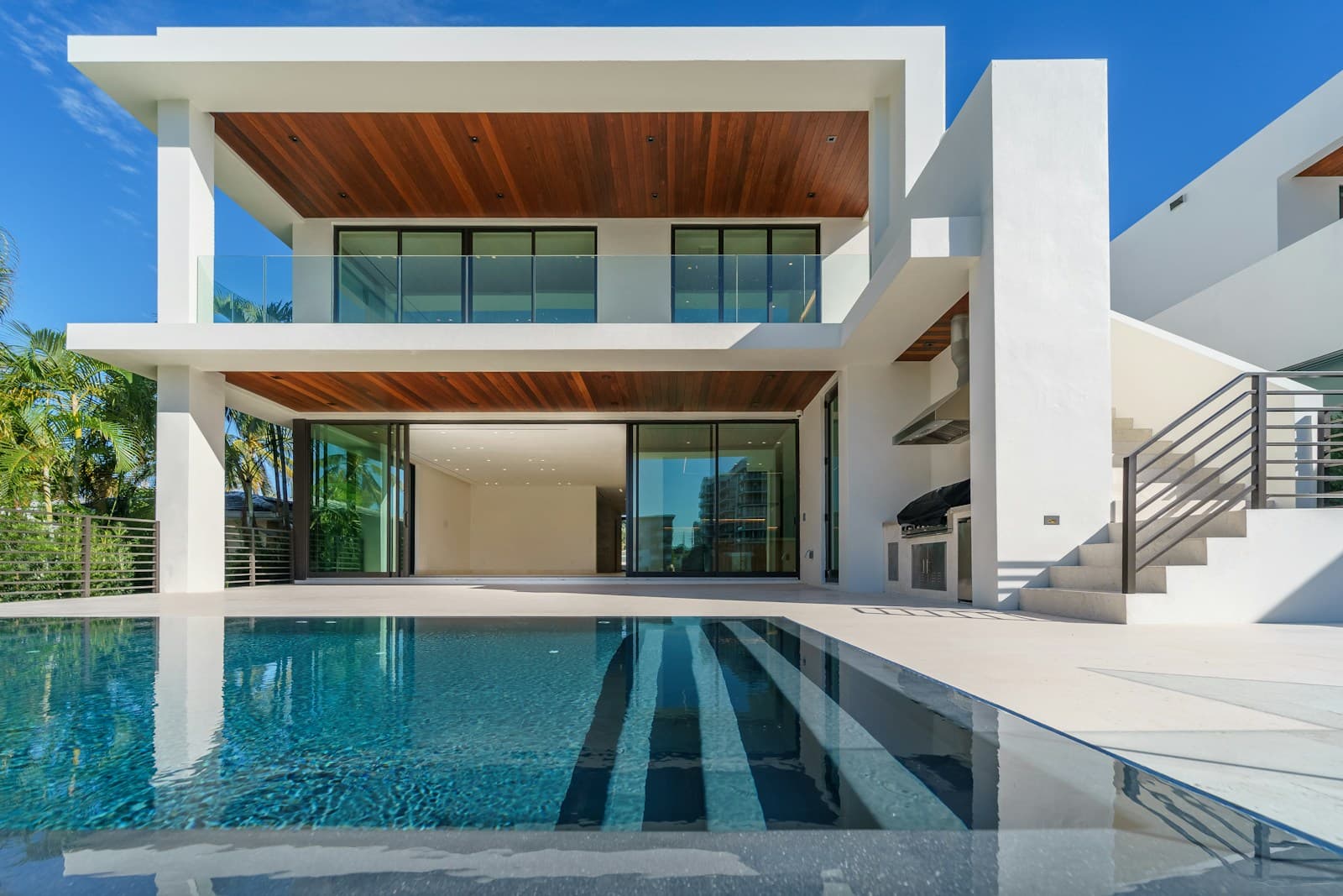 An illustrative villa with a pool and terrace